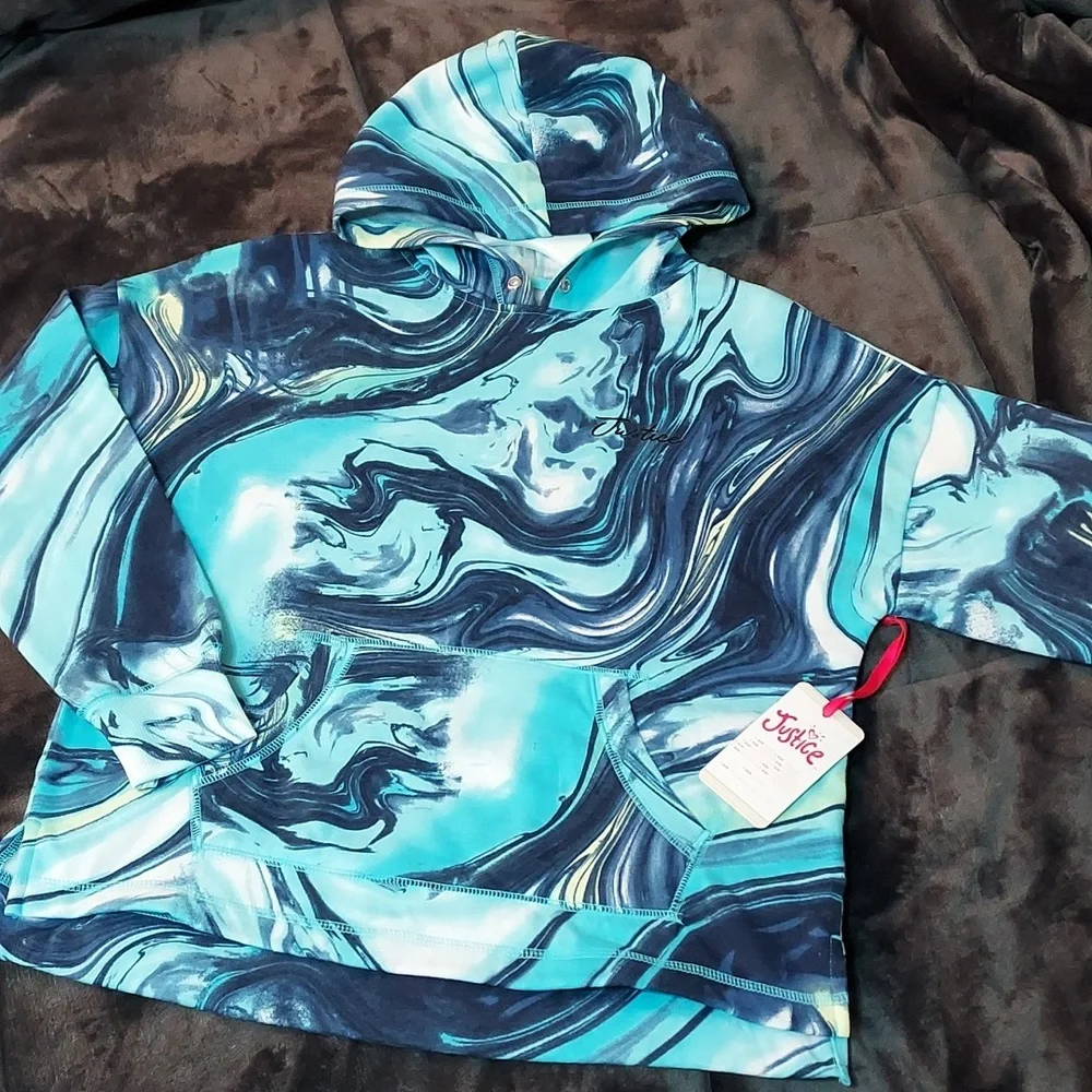 Girls Justice Marbled Hoody Sweatshirt - Picture 5 of 11